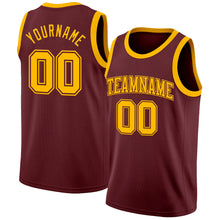 Load image into Gallery viewer, Custom Burgundy Gold Authentic Basketball Jersey