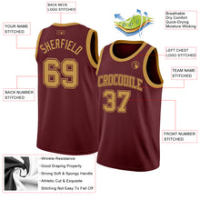 Load image into Gallery viewer, Custom Burgundy Old Gold Authentic Basketball Jersey