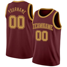 Load image into Gallery viewer, Custom Burgundy Old Gold Authentic Basketball Jersey