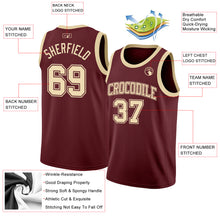 Load image into Gallery viewer, Custom Burgundy Cream Authentic Basketball Jersey