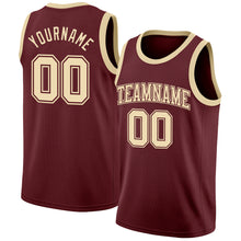 Load image into Gallery viewer, Custom Burgundy Cream Authentic Basketball Jersey