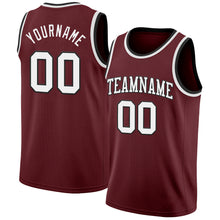 Load image into Gallery viewer, Custom Burgundy White-Black Authentic Basketball Jersey