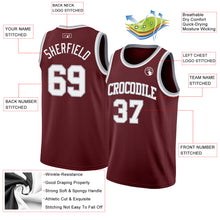 Load image into Gallery viewer, Custom Burgundy White-Gray Authentic Basketball Jersey