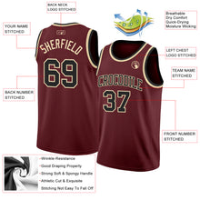 Load image into Gallery viewer, Custom Burgundy Black-Cream Authentic Basketball Jersey