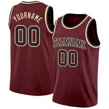 Load image into Gallery viewer, Custom Burgundy Black-Cream Authentic Basketball Jersey
