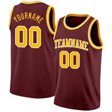 Load image into Gallery viewer, Custom Burgundy Gold-White Authentic Basketball Jersey