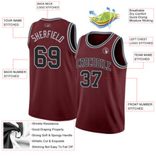 Load image into Gallery viewer, Custom Burgundy Black-Gray Authentic Basketball Jersey