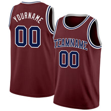 Load image into Gallery viewer, Custom Burgundy Navy-White Authentic Basketball Jersey