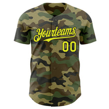 Load image into Gallery viewer, Custom Camo Neon Yellow-Black Authentic Salute To Service Baseball Jersey