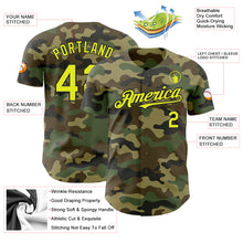 Load image into Gallery viewer, Custom Camo Neon Yellow-Black Authentic Salute To Service Baseball Jersey