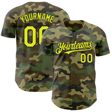 Load image into Gallery viewer, Custom Camo Neon Yellow-Black Authentic Salute To Service Baseball Jersey