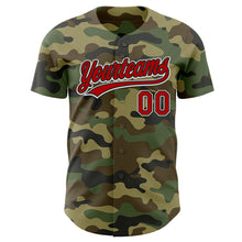 Load image into Gallery viewer, Custom Camo Red-Black Authentic Salute To Service Baseball Jersey