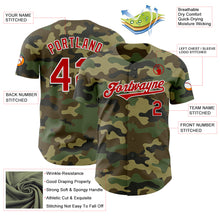 Load image into Gallery viewer, Custom Camo Red-White Authentic Salute To Service Baseball Jersey