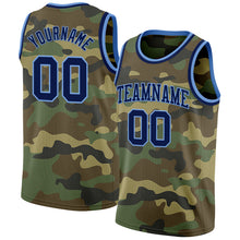 Load image into Gallery viewer, Custom Camo Navy-Light Blue Authentic Salute To Service Basketball Jersey