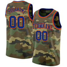 Load image into Gallery viewer, Custom Camo Royal-Orange Authentic Salute To Service Basketball Jersey