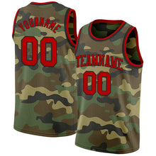Load image into Gallery viewer, Custom Camo Red-Black Authentic Salute To Service Basketball Jersey