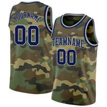 Load image into Gallery viewer, Custom Camo Navy-Gray Authentic Salute To Service Basketball Jersey