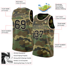 Load image into Gallery viewer, Custom Camo Black-Cream Authentic Salute To Service Basketball Jersey