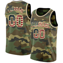 Load image into Gallery viewer, Custom Camo Vintage USA Flag Cream-Black Authentic Salute To Service Basketball Jersey