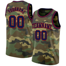 Load image into Gallery viewer, Custom Camo Navy-Red Authentic Salute To Service Basketball Jersey