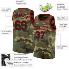 Load image into Gallery viewer, Custom Camo Black-Red Authentic Salute To Service Basketball Jersey