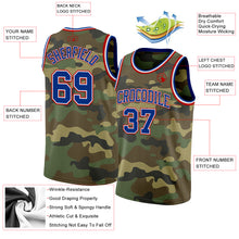 Load image into Gallery viewer, Custom Camo Royal White-Red Authentic Salute To Service Basketball Jersey