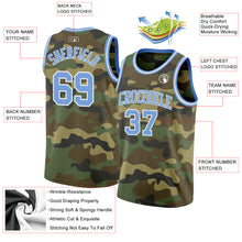 Load image into Gallery viewer, Custom Camo Light Blue-White Authentic Salute To Service Basketball Jersey