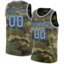 Load image into Gallery viewer, Custom Camo Light Blue Black-White Authentic Salute To Service Basketball Jersey