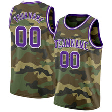 Load image into Gallery viewer, Custom Camo Purple-White Authentic Salute To Service Basketball Jersey