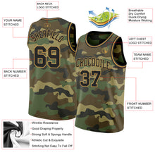 Load image into Gallery viewer, Custom Camo Black-Old Gold Authentic Salute To Service Basketball Jersey