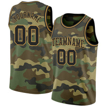 Load image into Gallery viewer, Custom Camo Black-Old Gold Authentic Salute To Service Basketball Jersey