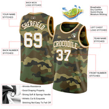 Load image into Gallery viewer, Custom Camo White-Old Gold Authentic Salute To Service Basketball Jersey