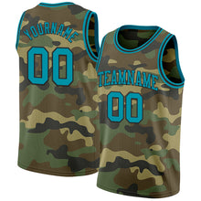 Load image into Gallery viewer, Custom Camo Teal-Black Authentic Salute To Service Basketball Jersey