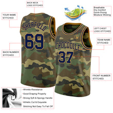 Load image into Gallery viewer, Custom Camo Navy-Old Gold Authentic Salute To Service Basketball Jersey