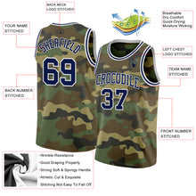 Load image into Gallery viewer, Custom Camo Navy-White Authentic Salute To Service Basketball Jersey