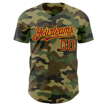 Load image into Gallery viewer, Custom Camo Crimson-Gold Authentic Salute To Service Baseball Jersey