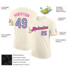 Load image into Gallery viewer, Custom Cream Light Blue Black-Pink Performance T-Shirt