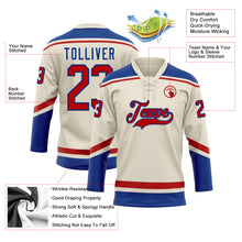 Load image into Gallery viewer, Custom Cream Red-Royal Hockey Lace Neck Jersey