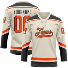 Load image into Gallery viewer, Custom Cream Orange-Black Hockey Lace Neck Jersey
