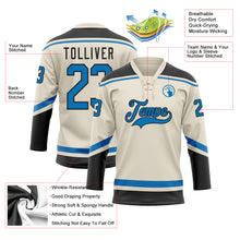 Load image into Gallery viewer, Custom Cream Blue-Black Hockey Lace Neck Jersey
