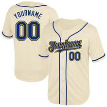 Load image into Gallery viewer, Custom Cream Royal-Gold Mesh Authentic Throwback Baseball Jersey