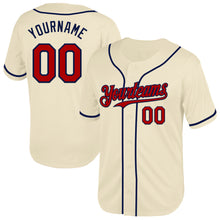 Load image into Gallery viewer, Custom Cream Red-Navy Mesh Authentic Throwback Baseball Jersey