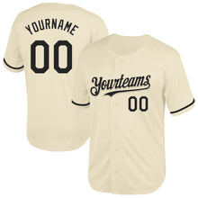 Load image into Gallery viewer, Custom Cream Black Mesh Authentic Throwback Baseball Jersey