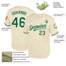 Load image into Gallery viewer, Custom Cream Kelly Green Mesh Authentic Throwback Baseball Jersey