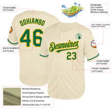 Load image into Gallery viewer, Custom Cream Kelly Green-Gold Mesh Authentic Throwback Baseball Jersey