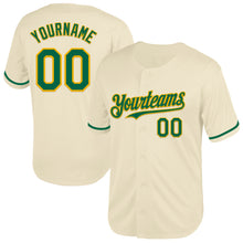 Load image into Gallery viewer, Custom Cream Kelly Green-Gold Mesh Authentic Throwback Baseball Jersey