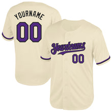 Load image into Gallery viewer, Custom Cream Purple-Black Mesh Authentic Throwback Baseball Jersey