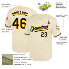 Load image into Gallery viewer, Custom Cream Navy-Gold Mesh Authentic Throwback Baseball Jersey
