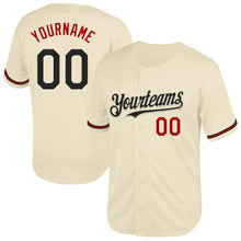 Load image into Gallery viewer, Custom Cream Black-Red Mesh Authentic Throwback Baseball Jersey