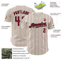 Load image into Gallery viewer, Custom Cream (Black Crimson Pinstripe) Crimson-Black Authentic Baseball Jersey